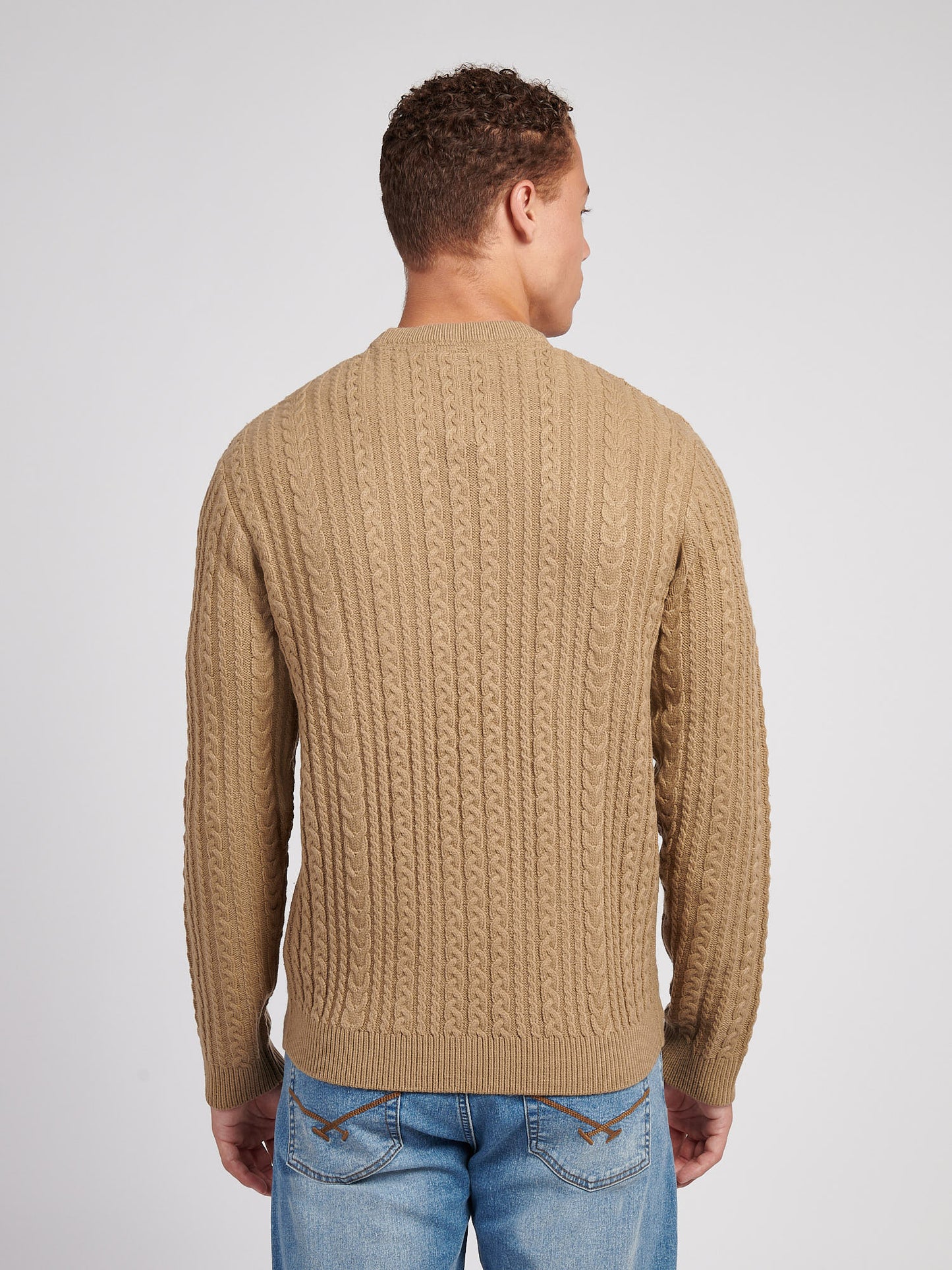 Aran Knit Crew Greige