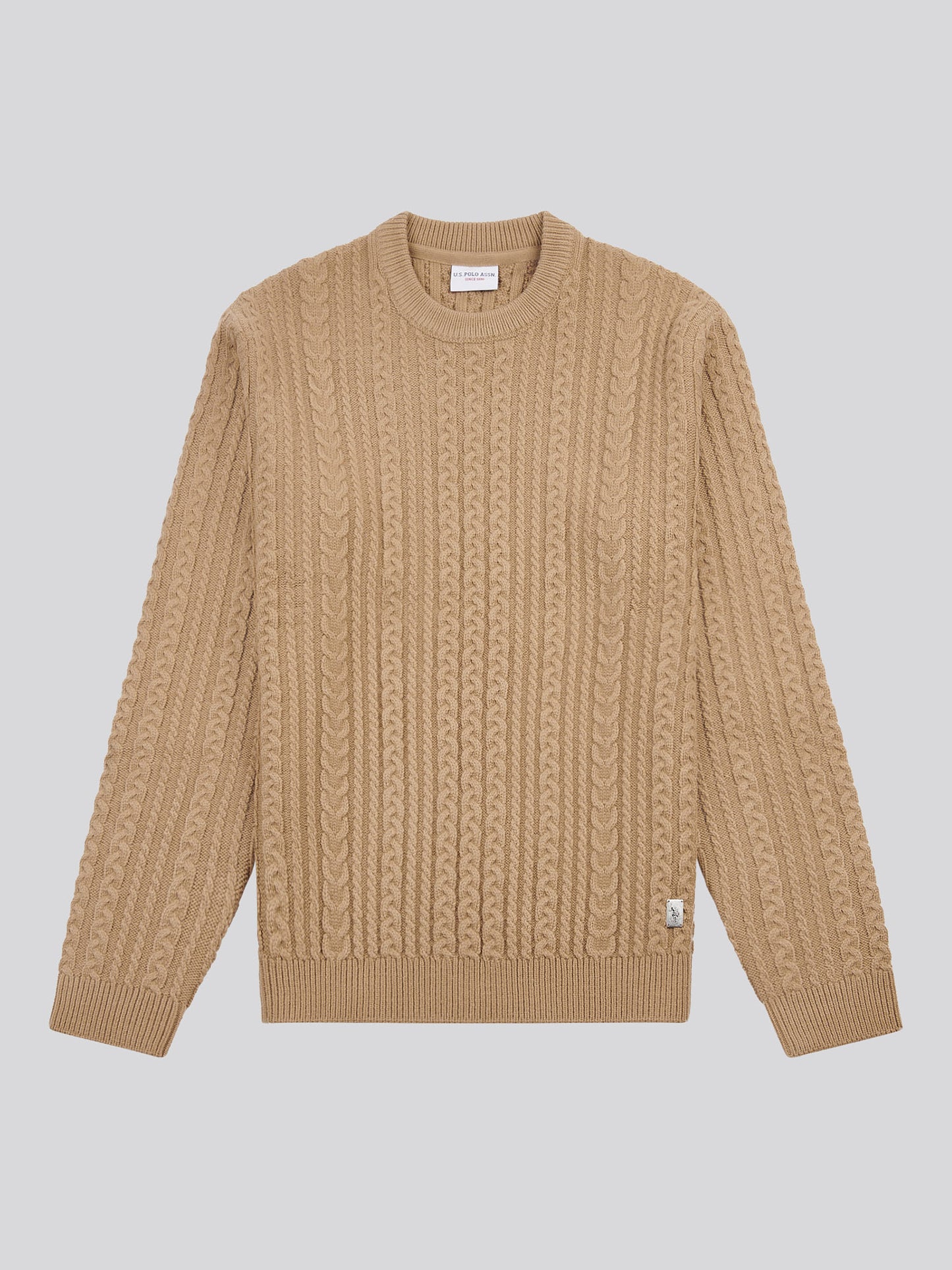 Aran Knit Crew Greige