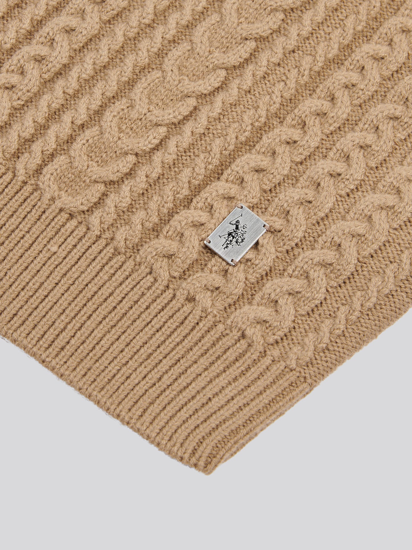Mens Aran Knit Crew Greige
