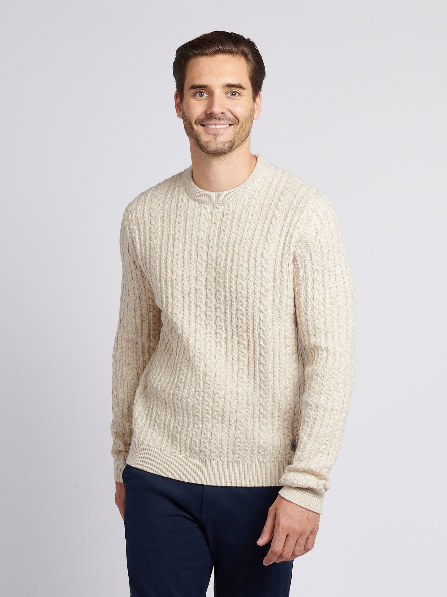 Aran Knit Crew Birch Marl