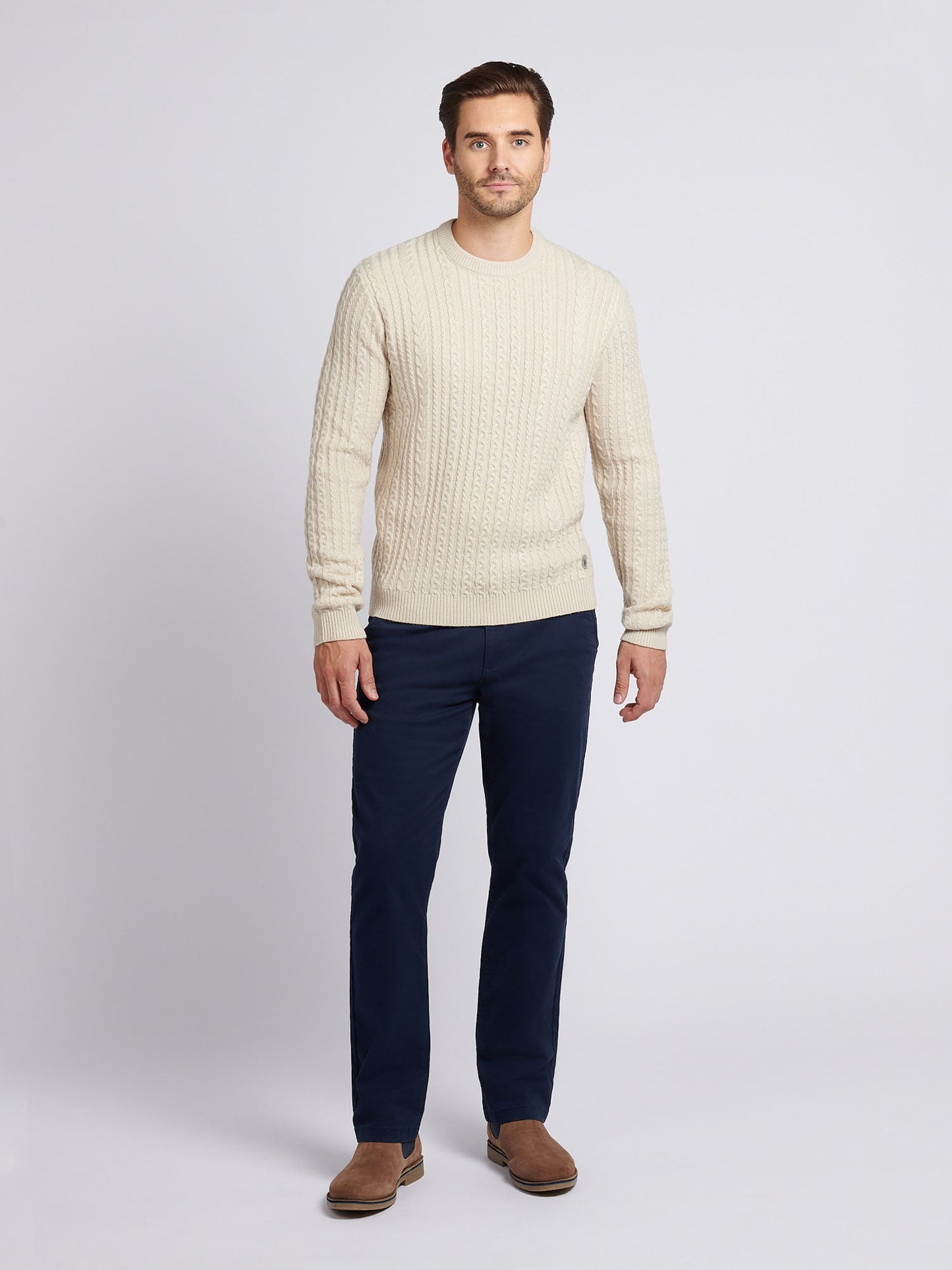 Aran Knit Crew Birch Marl