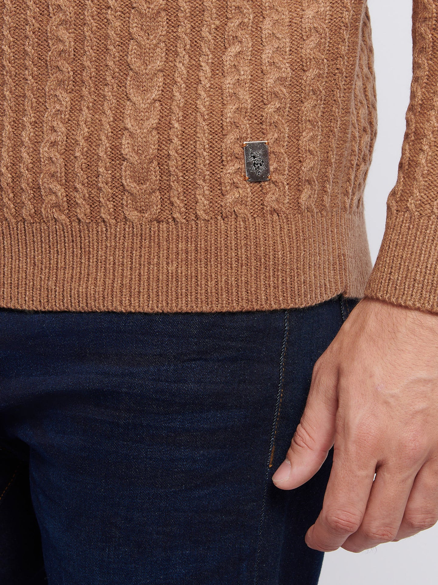 Aran Knit Crew Rawhide Marl