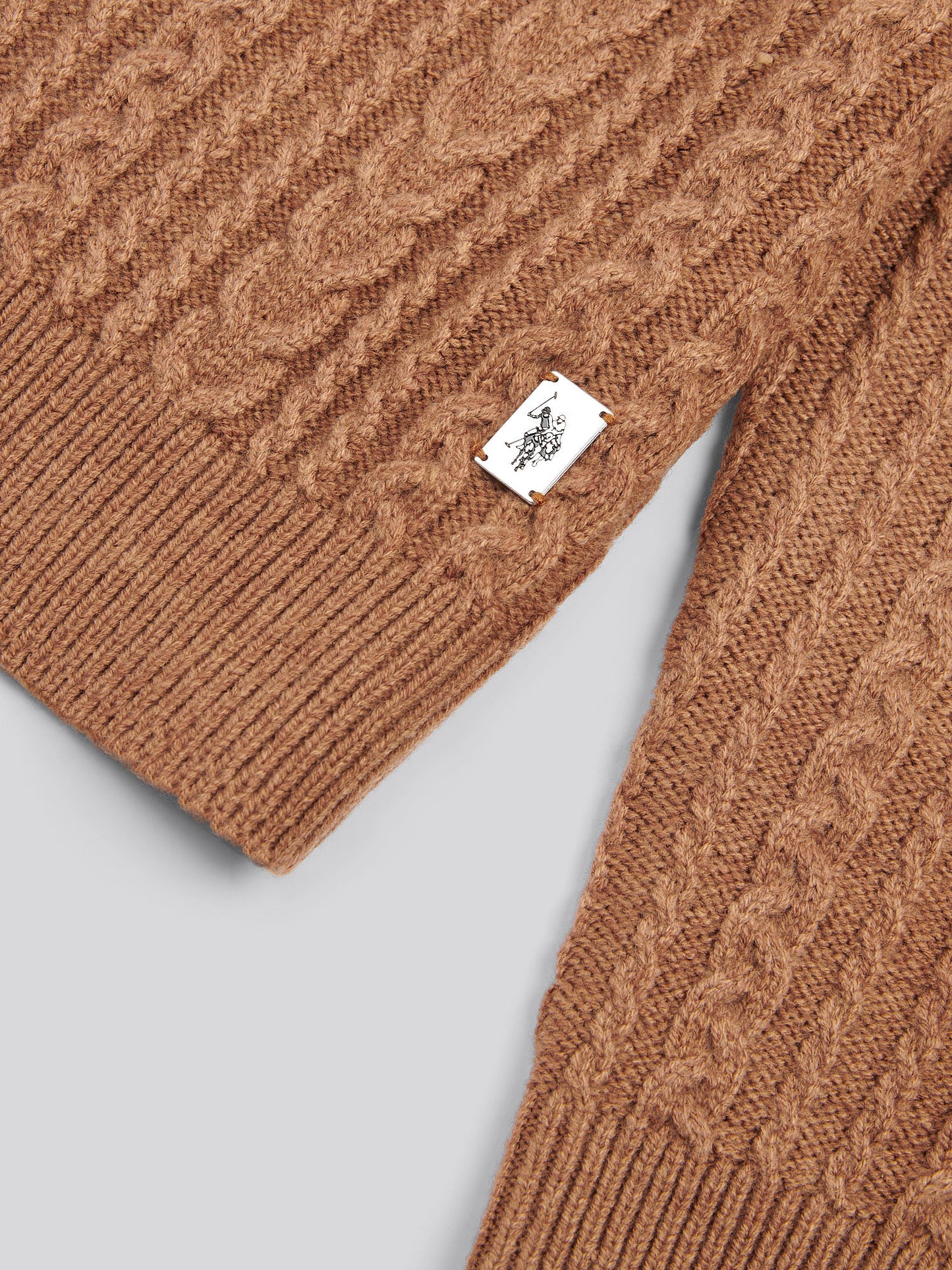 Aran Knit Crew Rawhide Marl