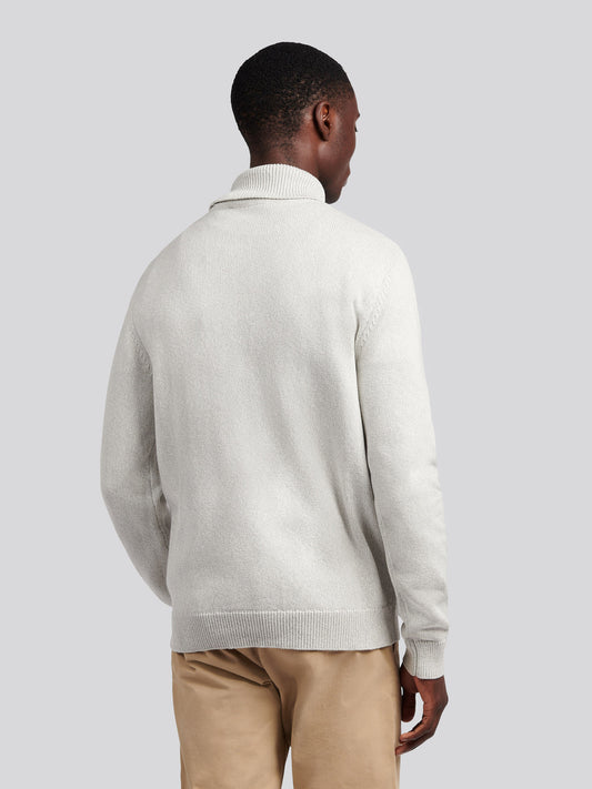 Mens Twisted Yarn Knit Roll Neck in High Rise