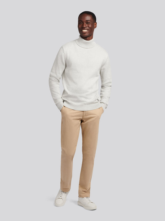 Mens Twisted Yarn Knit Roll Neck in High Rise