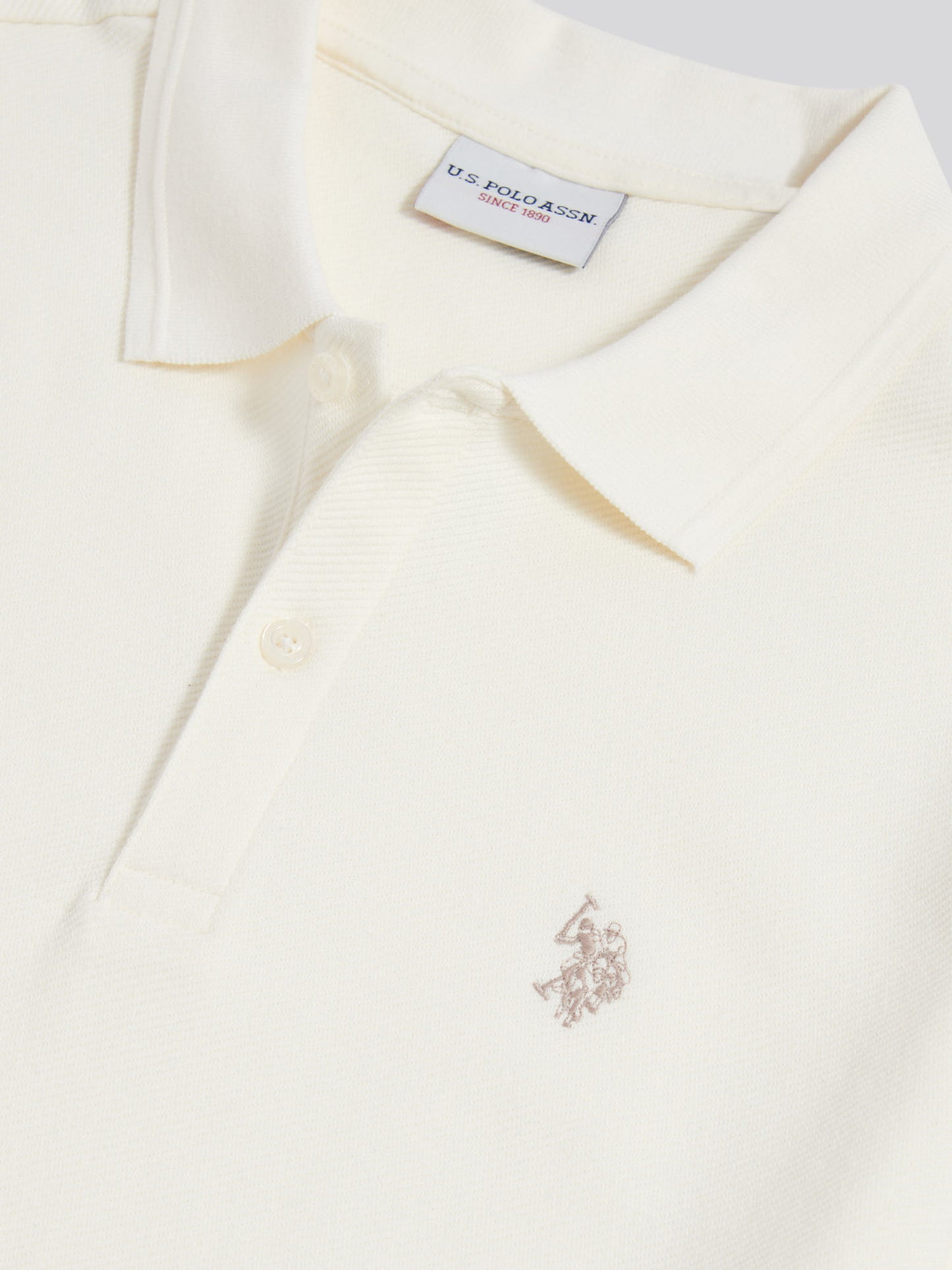Mens Twill Texture Polo Shirt in Whisper White