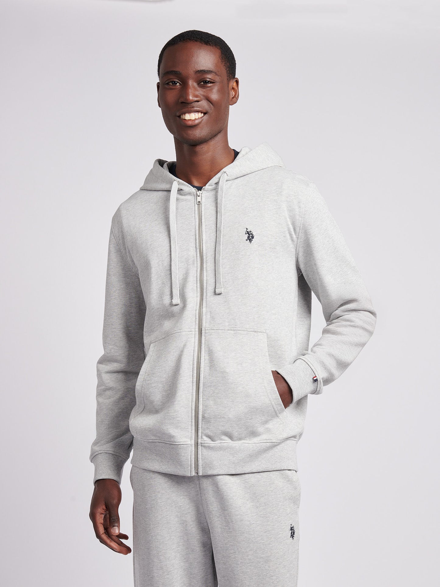 Mens Double Horsemen Loopback Zip z kapturem z bluzy z Marg