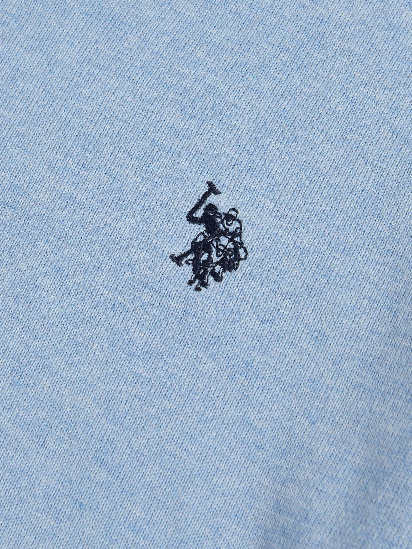 Mens Combed Cotton Double Horsemen Revere Polo Shirt Parisian Blue Marl
