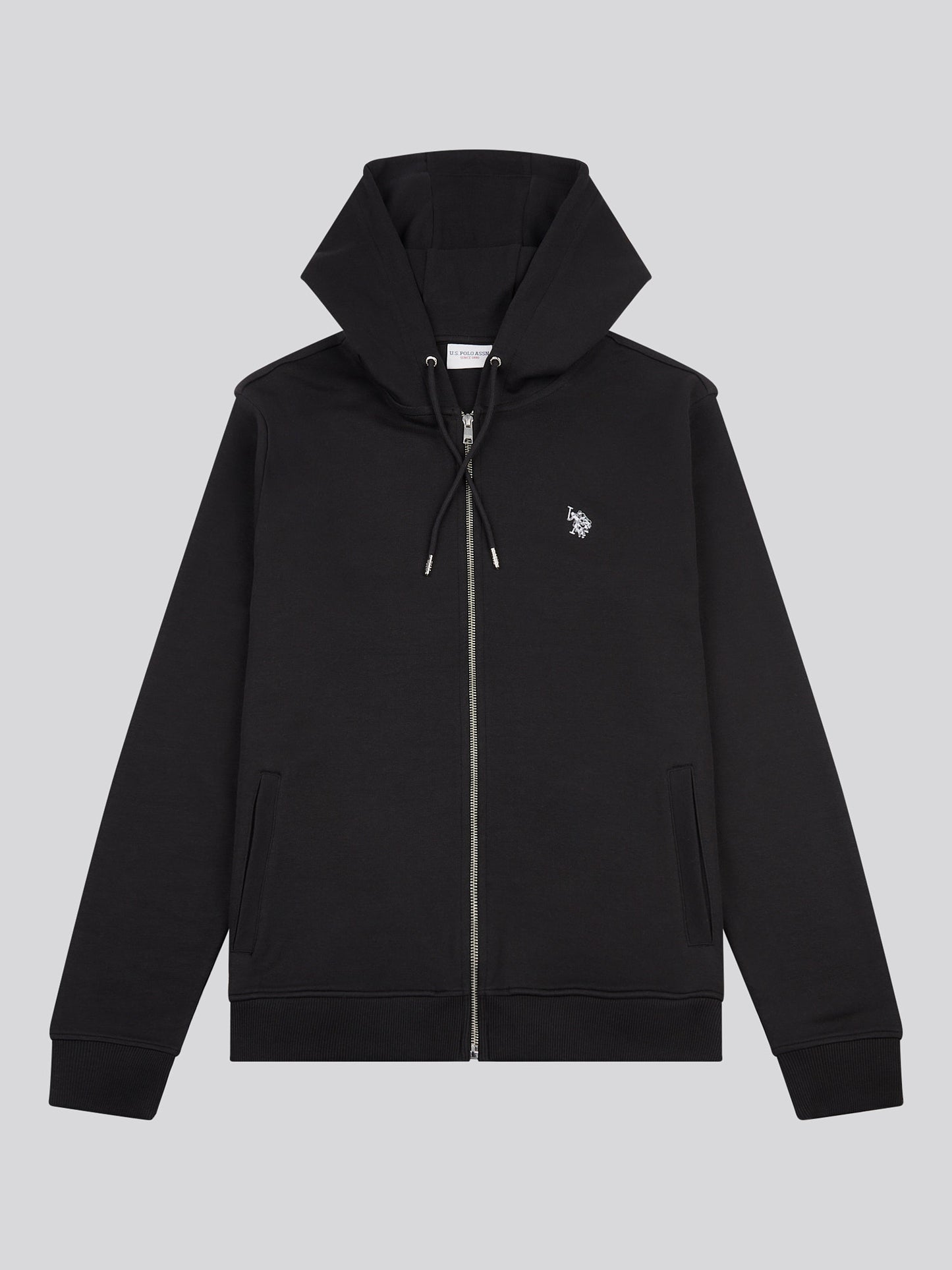 Mens Double Horsemen Zip Hoodie in Black Bright White DHM