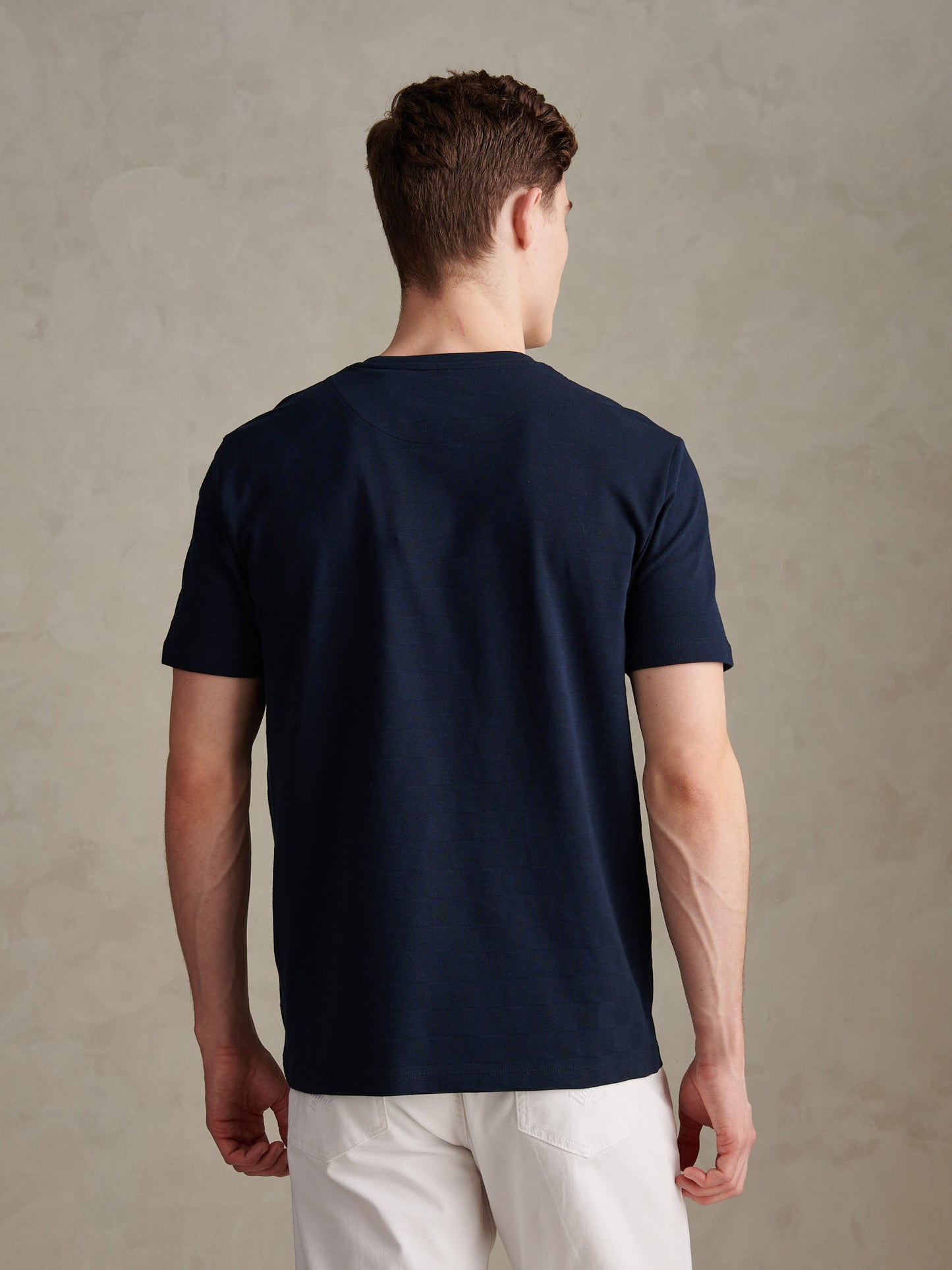 Mens Enlarged Square Texture T-Shirt Dark Sapphire Navy