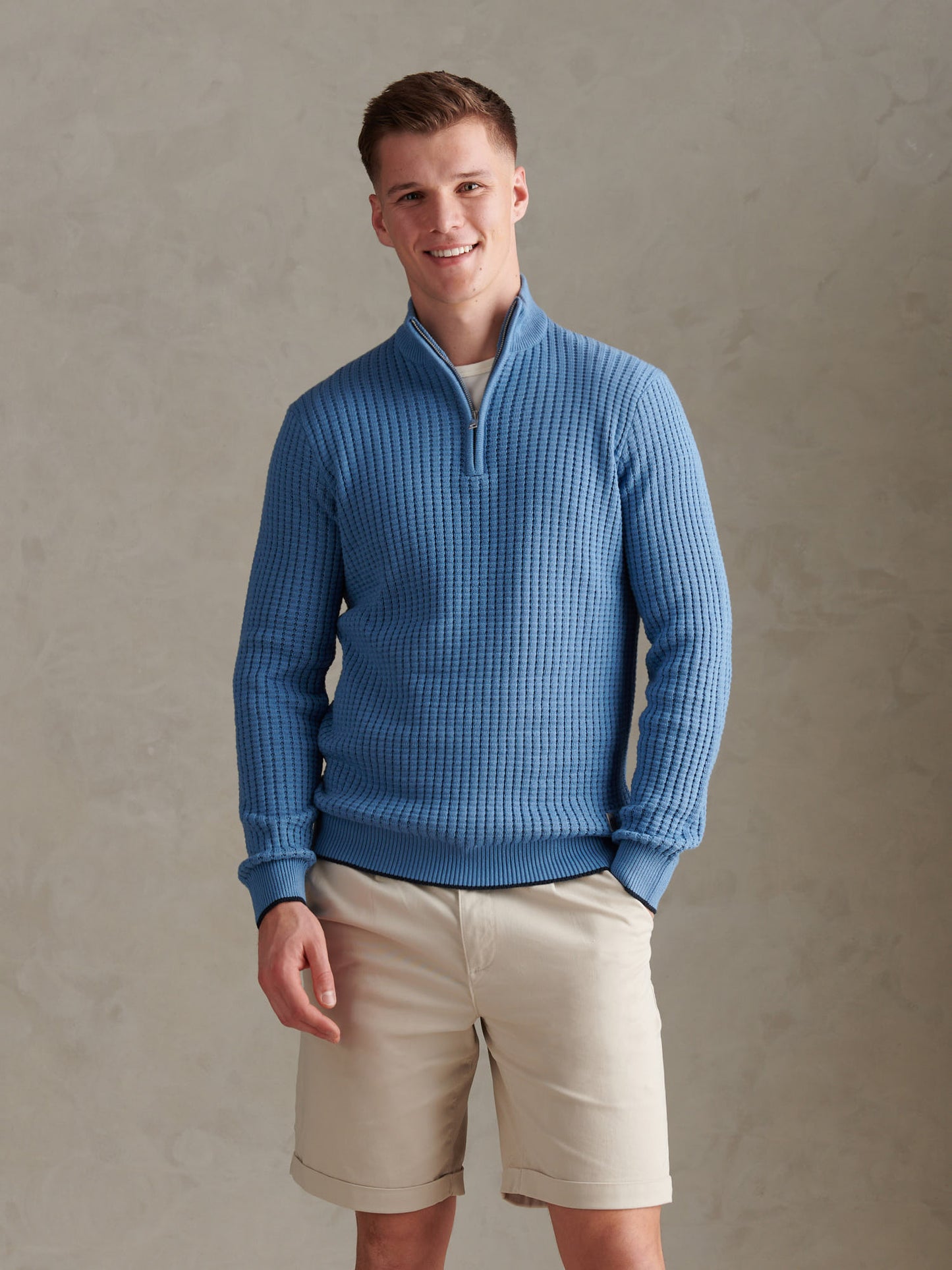 Open Knit 1/4 Zip Funnel Riviera