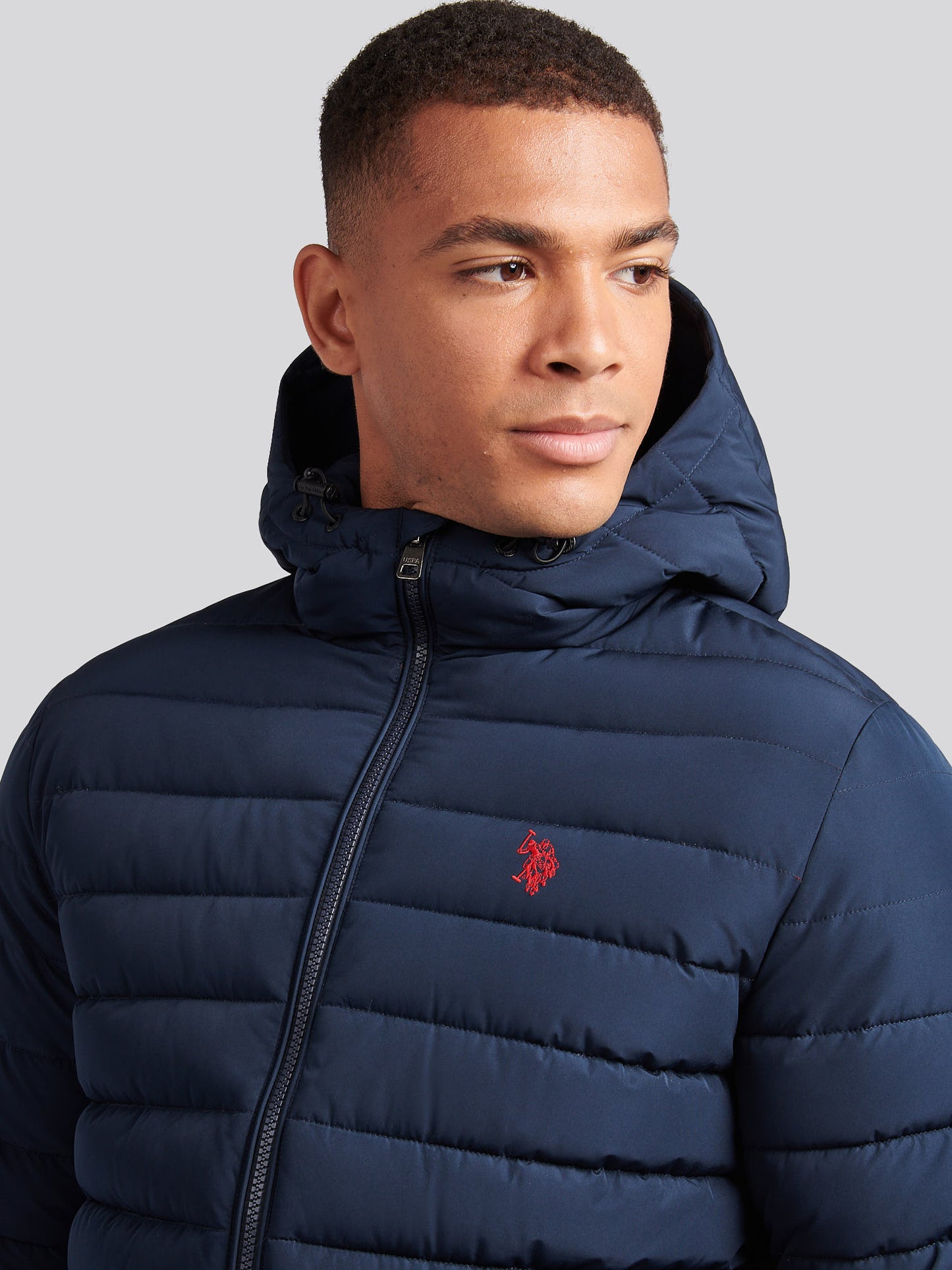 Lekki kołdra z kapturem puffer ciemny szafir granatowy