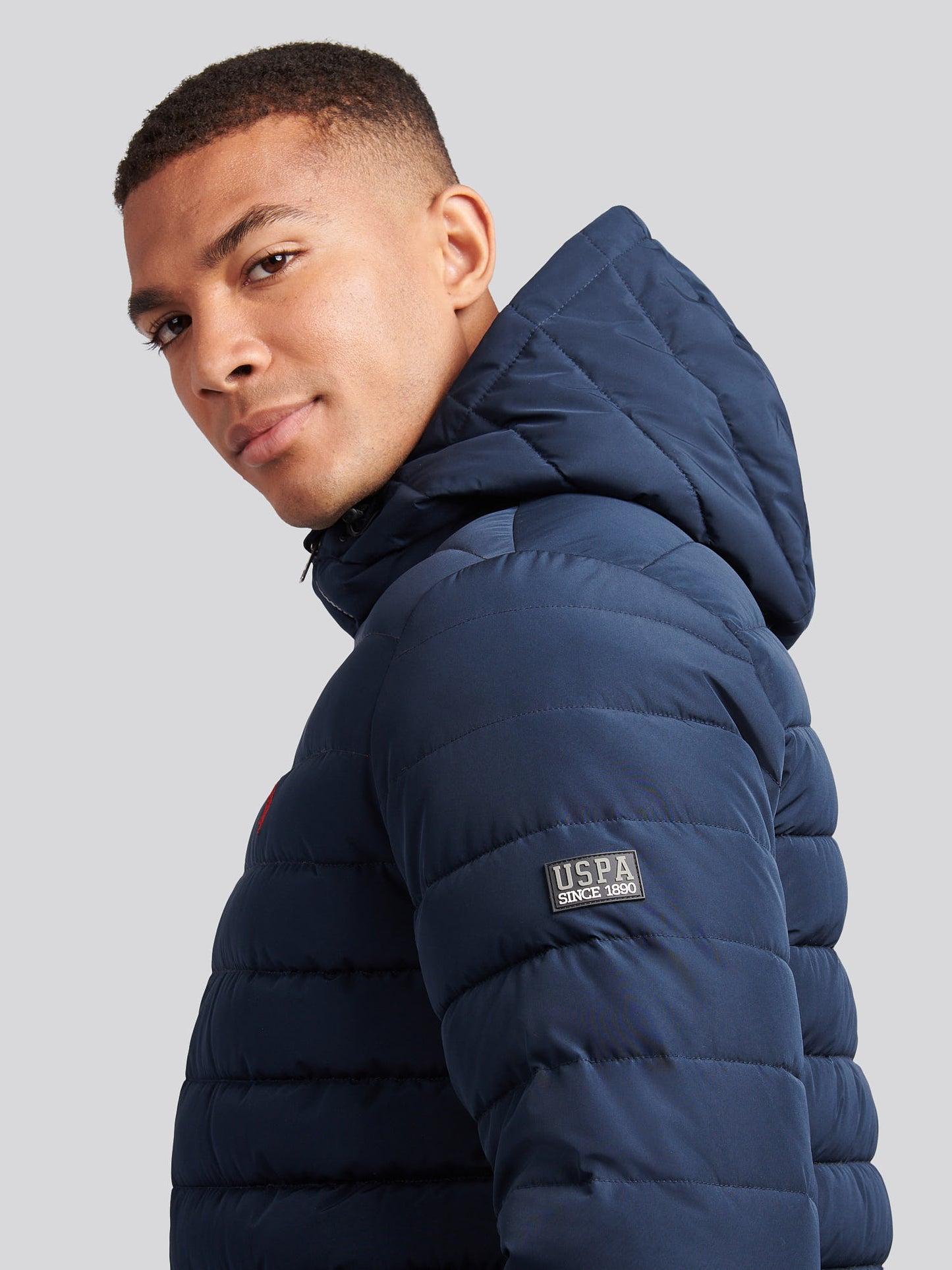 Lekki kołdra z kapturem puffer ciemny szafir granatowy