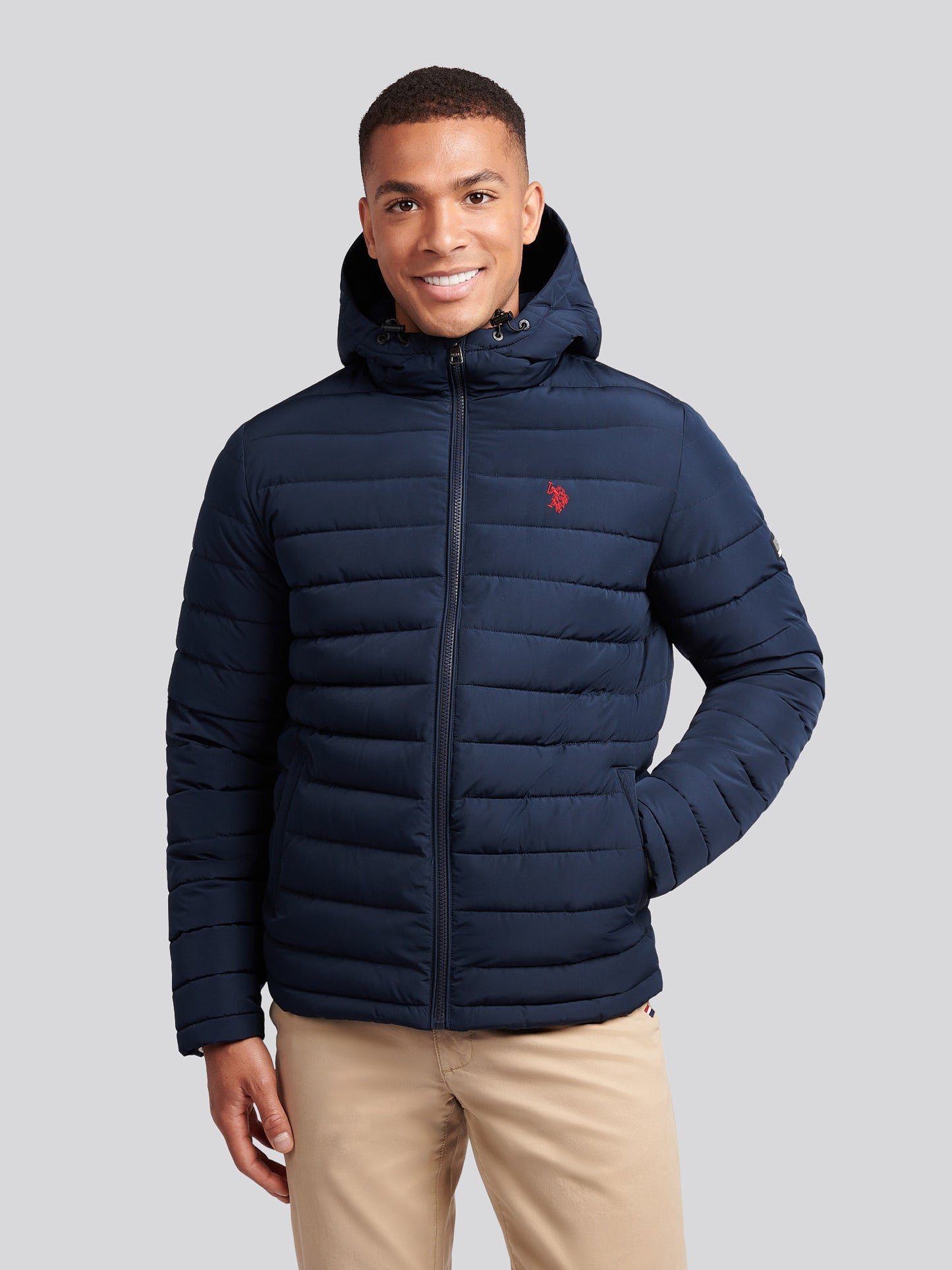Lekki kołdra z kapturem puffer ciemny szafir granatowy