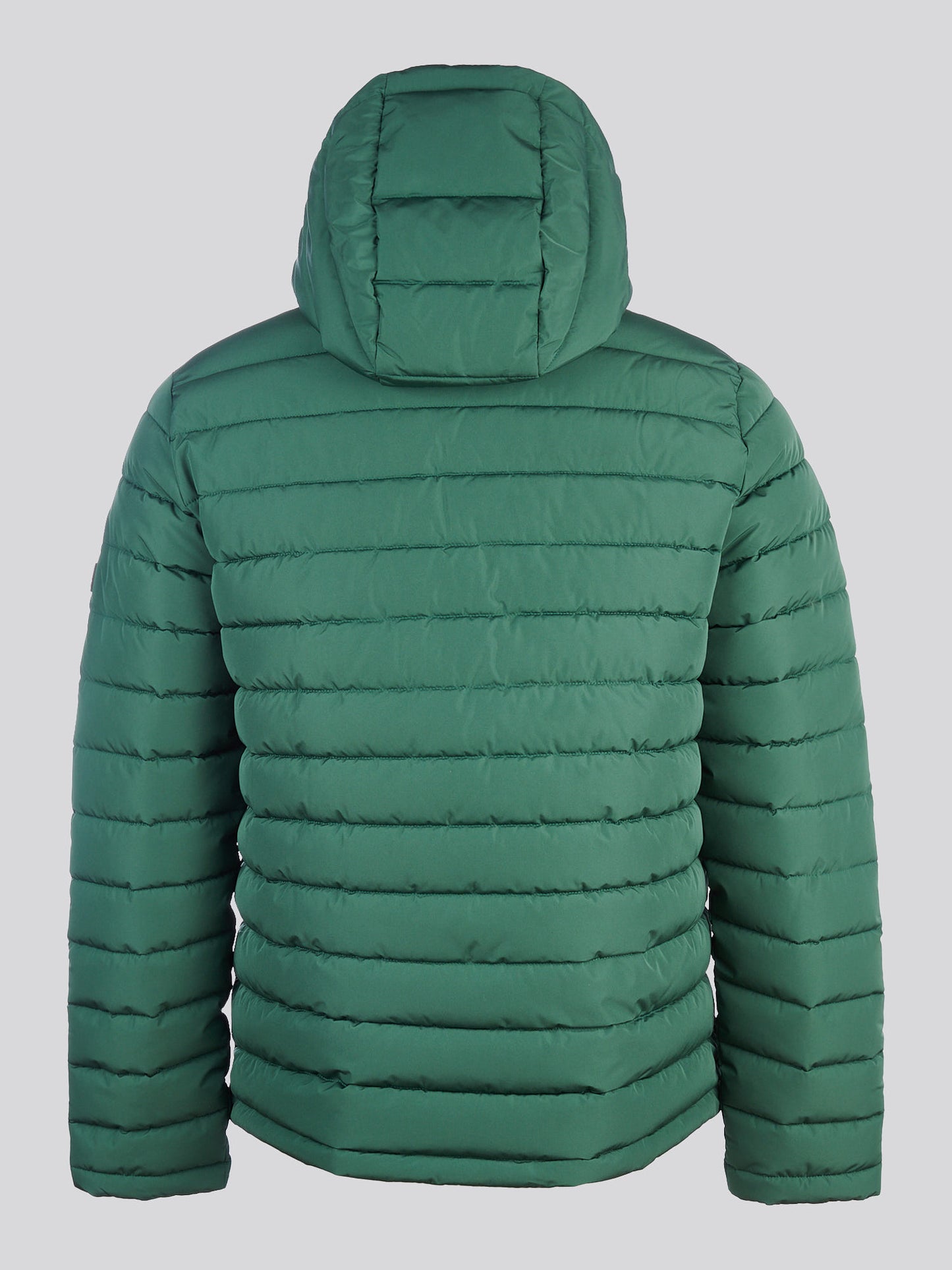 Mens Lightweight Quilt Hooded Puffer in Pineneedle