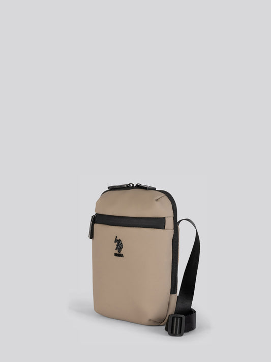 Mens Small Arrowhead Crossbody Bag in Deep Taupe