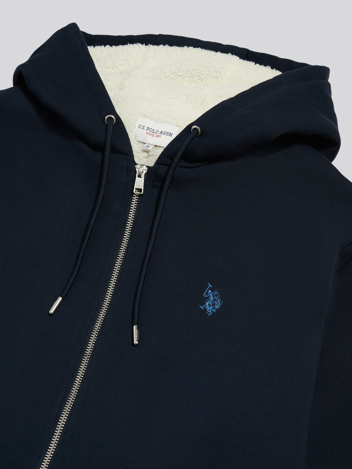 Mens Borg-Lined Zip-Through Hoodie Dark Sapphire Navy