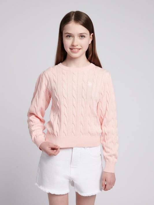 Girls Cable Knit Jumper in Crystal Rose