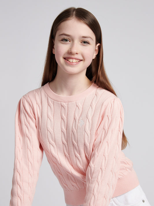 Girls Cable Knit Jumper in Crystal Rose
