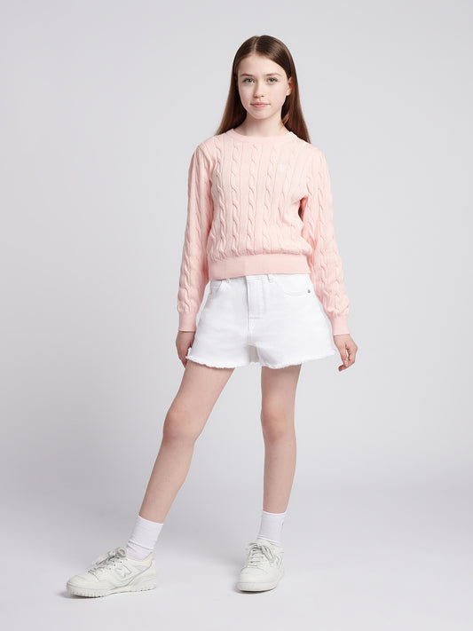 Girls Cable Knit Jumper in Crystal Rose