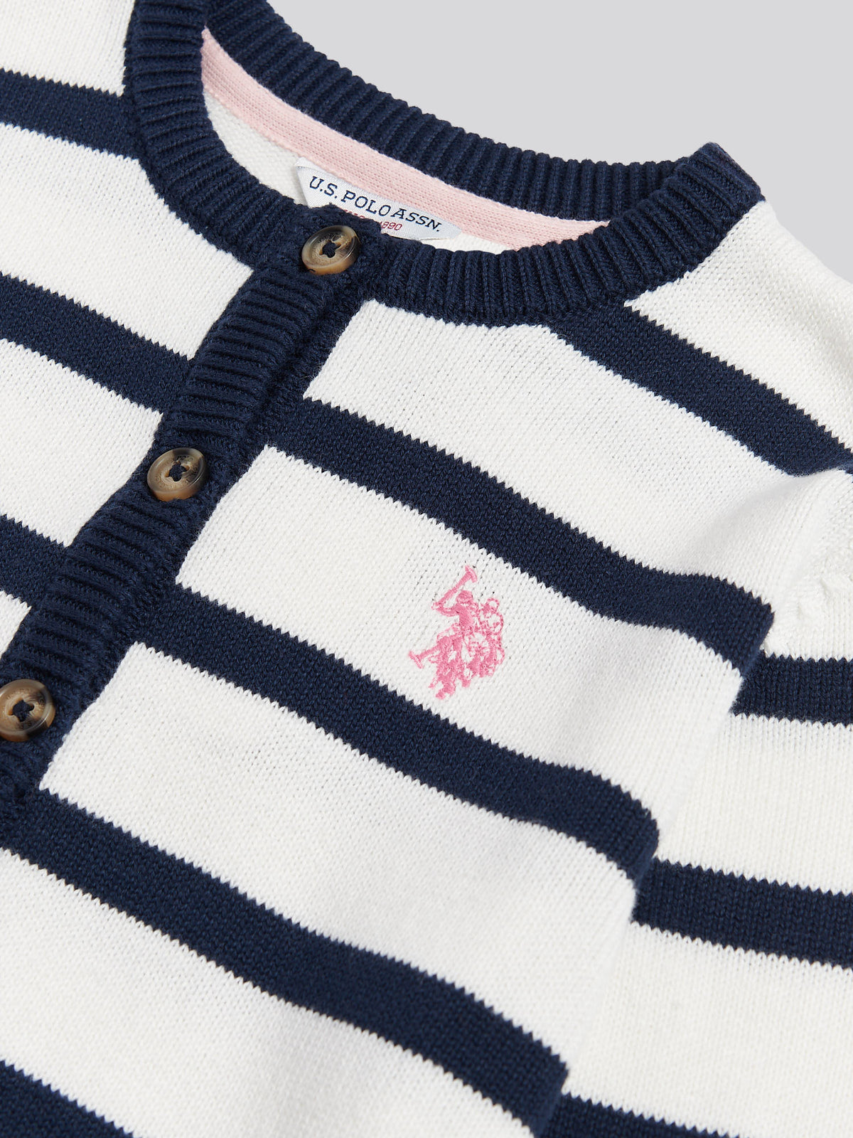 Girls Striped Knit Cardigan Bright White