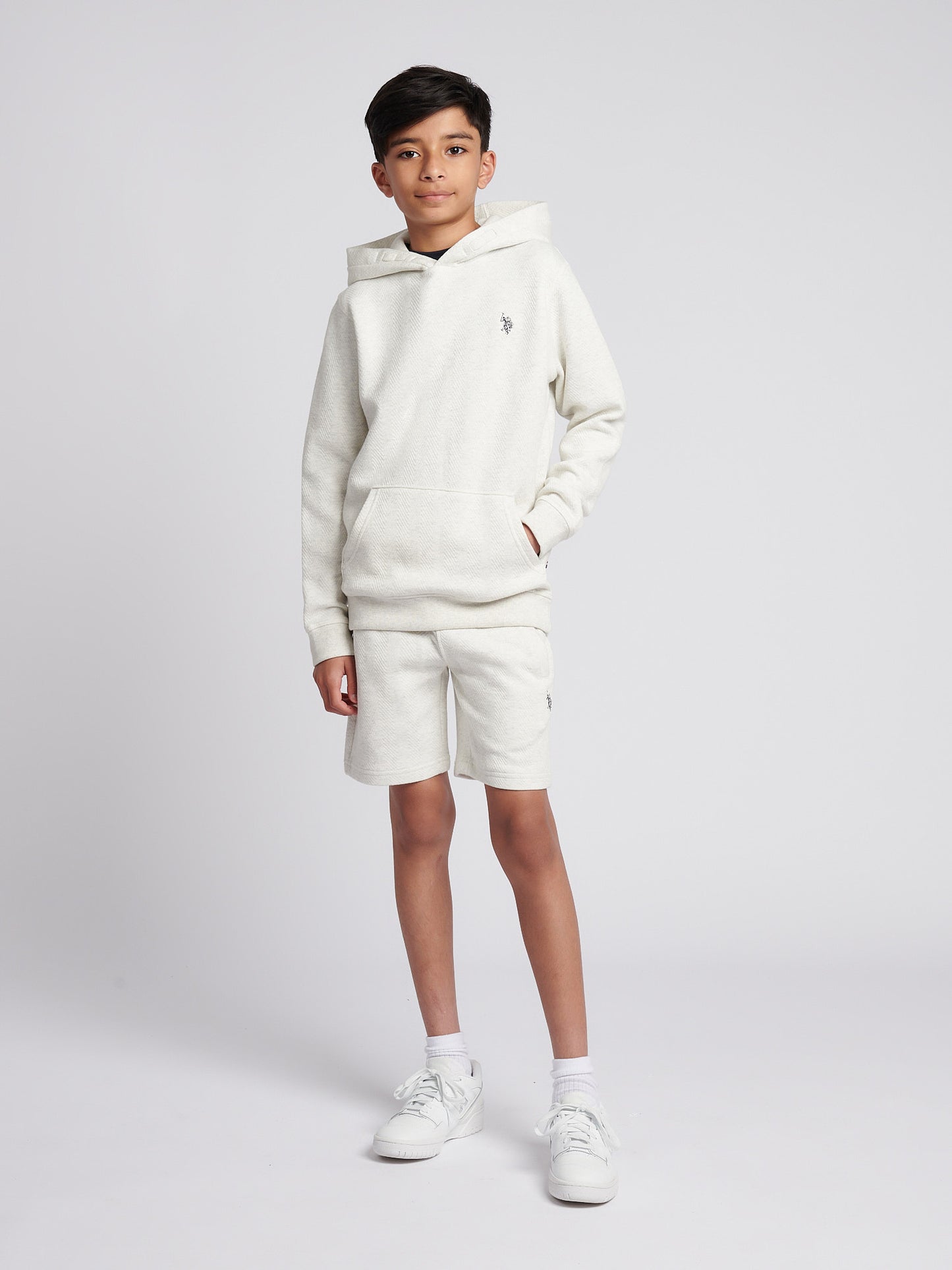 Chłopcy podwójna jeźdźca Herringbone Bluza z jasnoszarą marglem