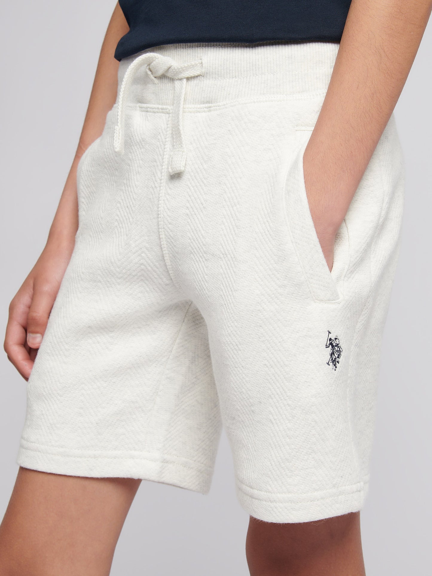 Chłopcy podwójnie jeźdźcy Herringbone Sweat w jasnoszarym margle