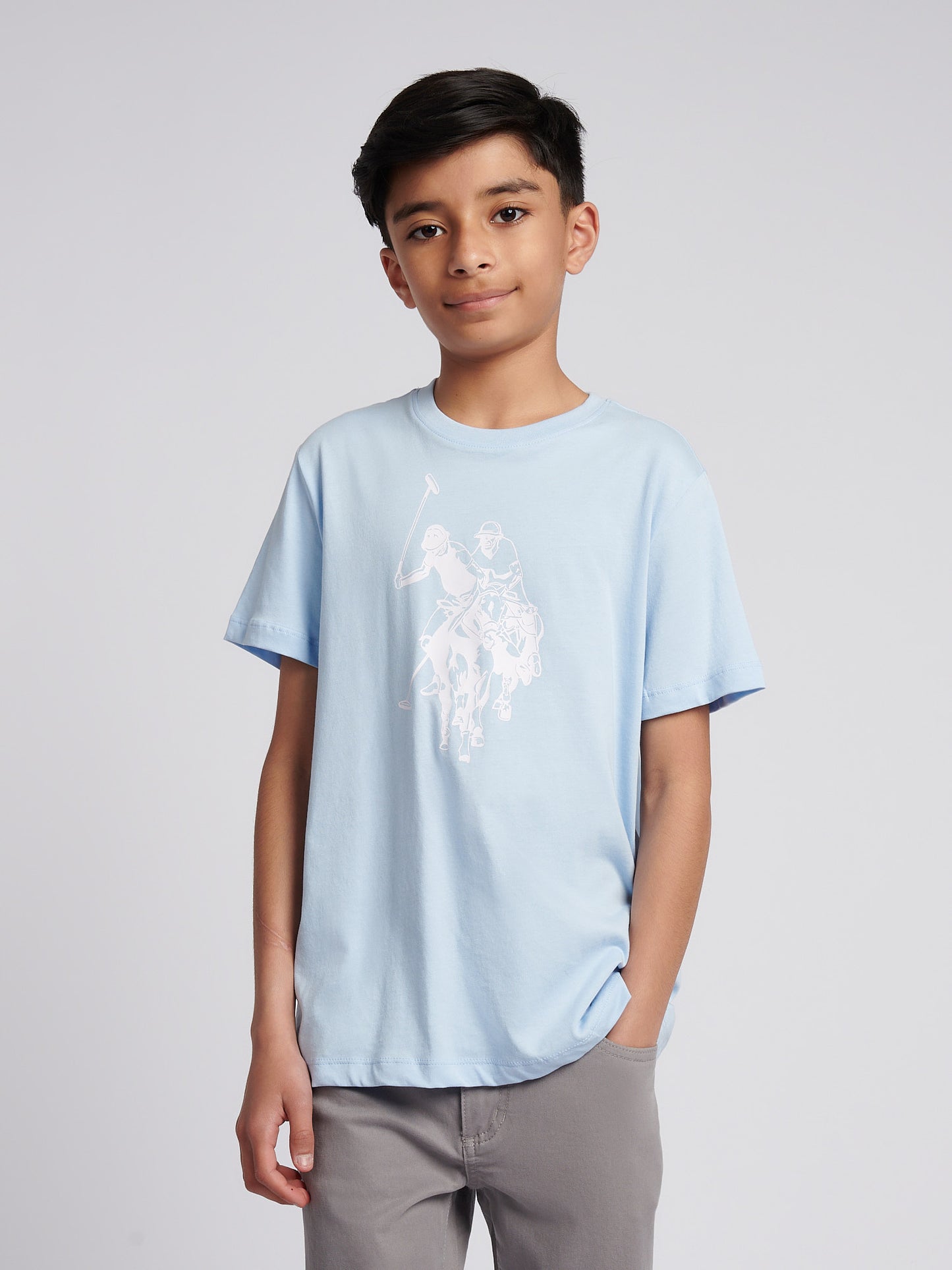 Chłopcy podwójne jeźdźcy graficzne T-shirt w Chambray Blue
