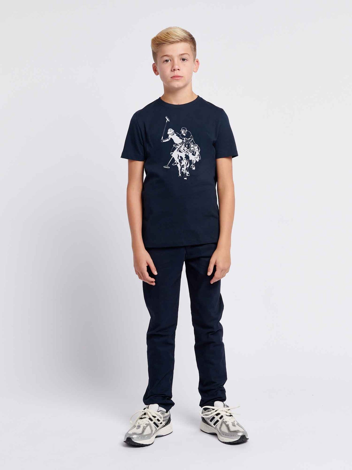 Chłopcy Double Horsemen Graphic T-shirt w ciemnym szafirowym granatowym