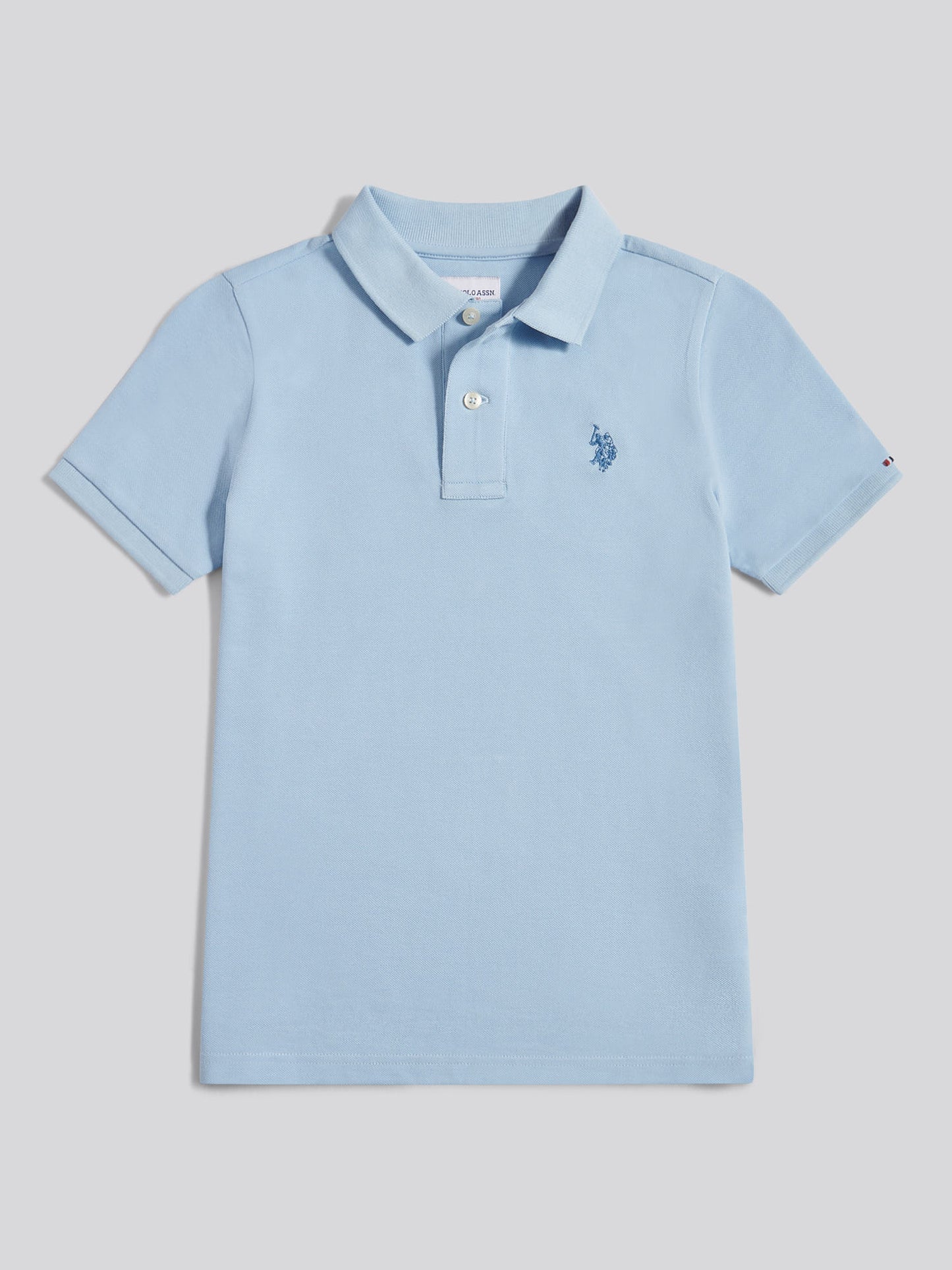 Boys Double Horsemen Polo Shirt in Chambray Blue