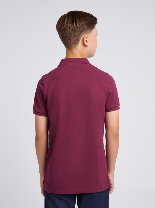 Boys Double Horsemen Polo Shirt in Grape Wine