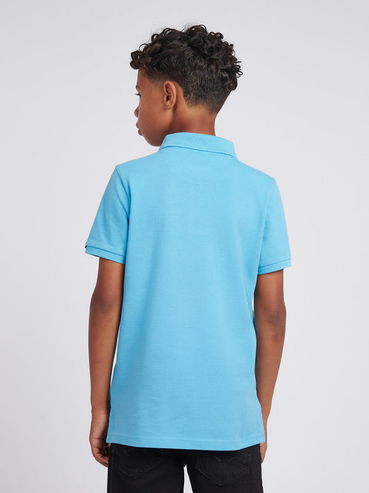 Boys Double Horsemen Polo Shirt in Heritage Blue
