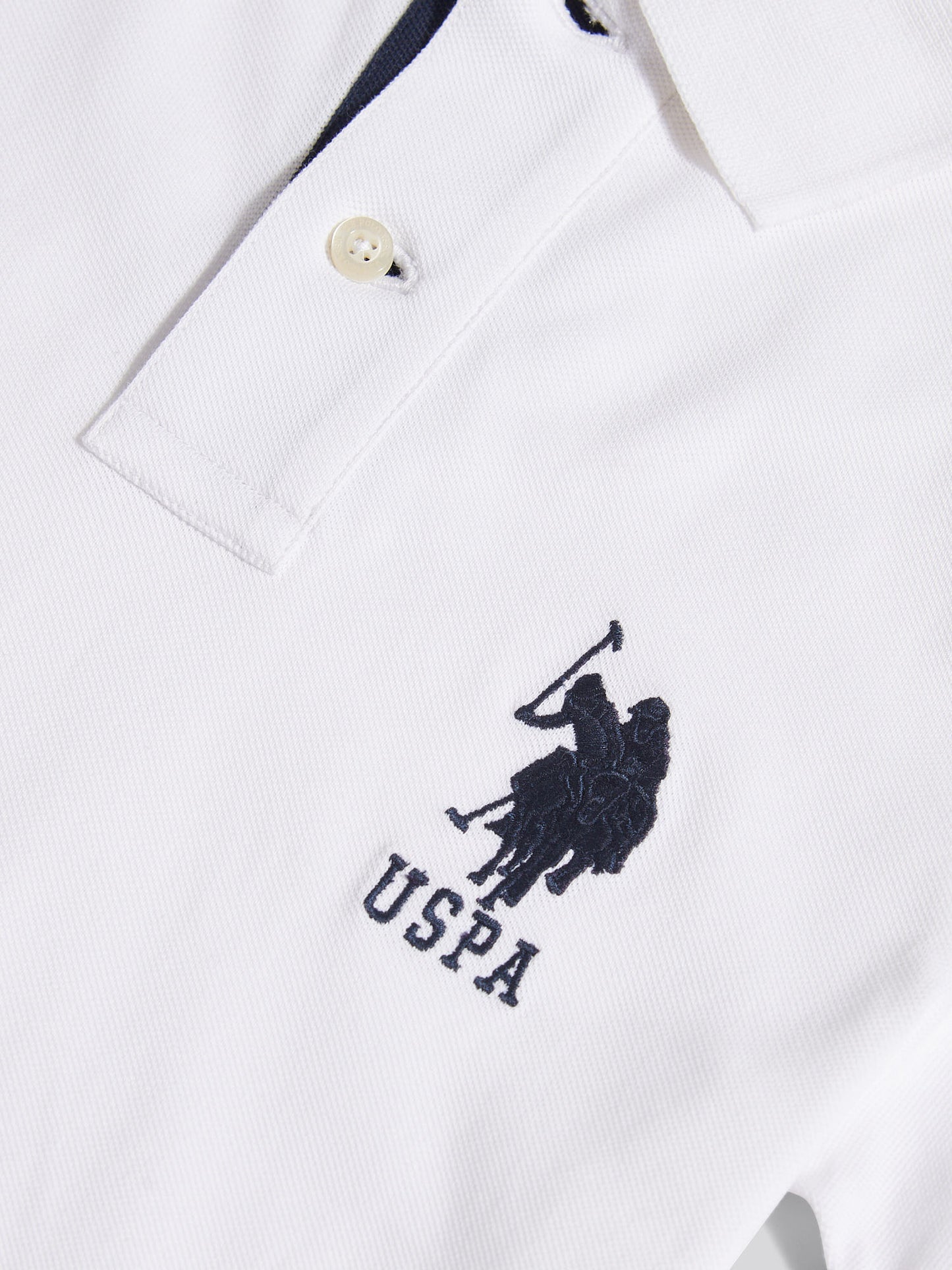 Player 3 Pique Polo White/Dark Sapphire granatowy DHM