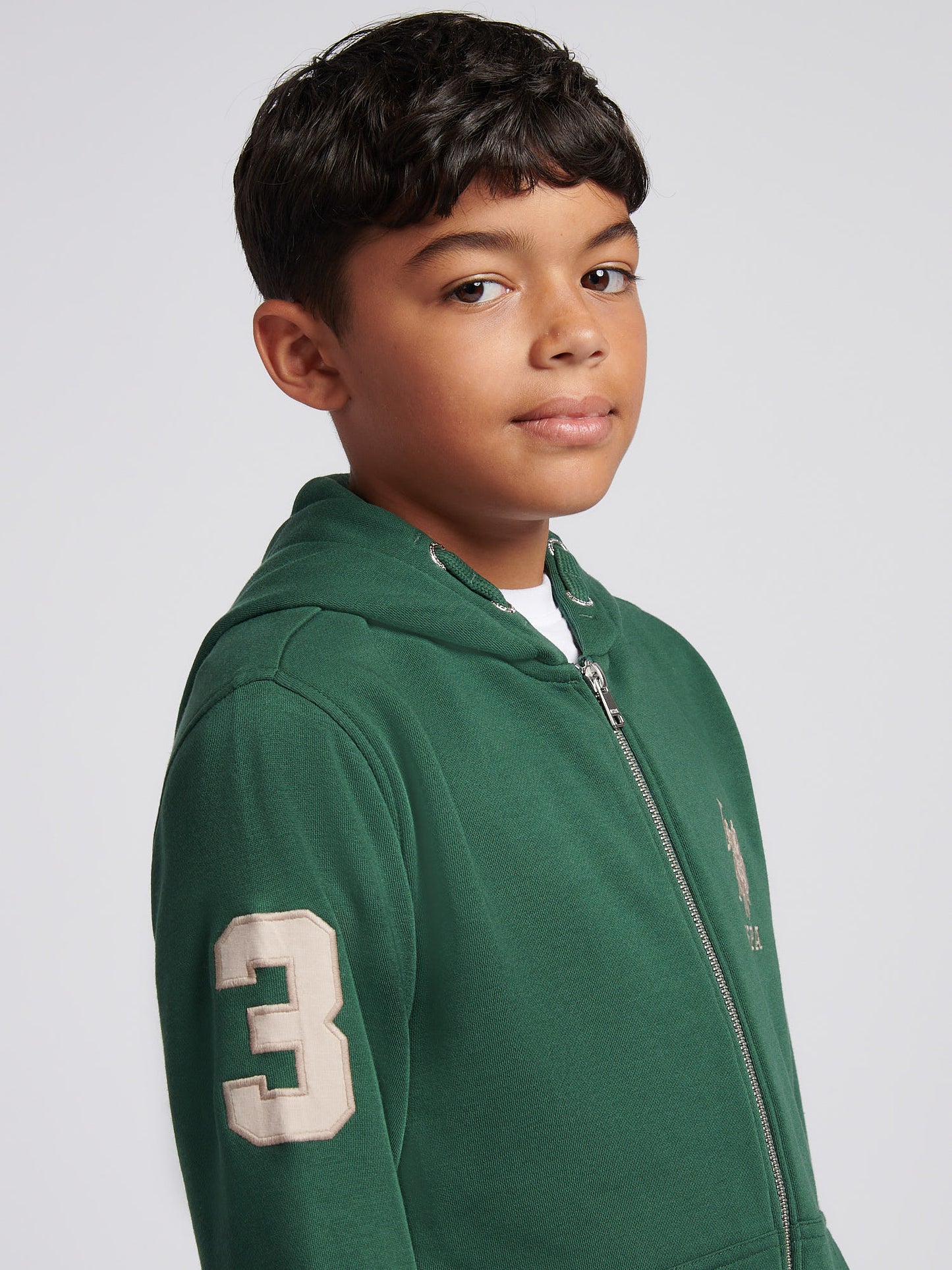 Boys Player 3 Zip Hoodie in Pineneedle