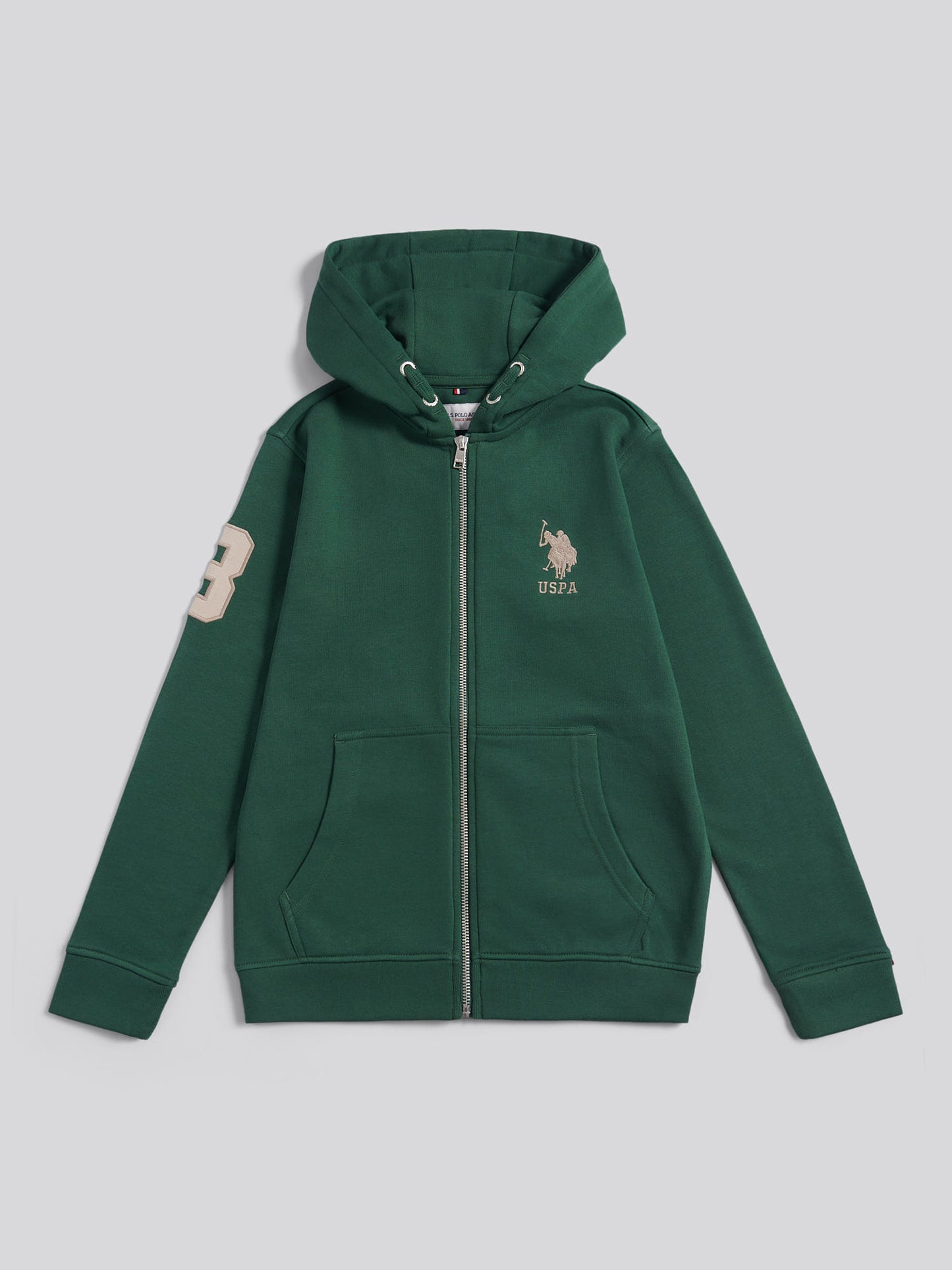 Boys Player 3 Zip Hoodie in Pineneedle