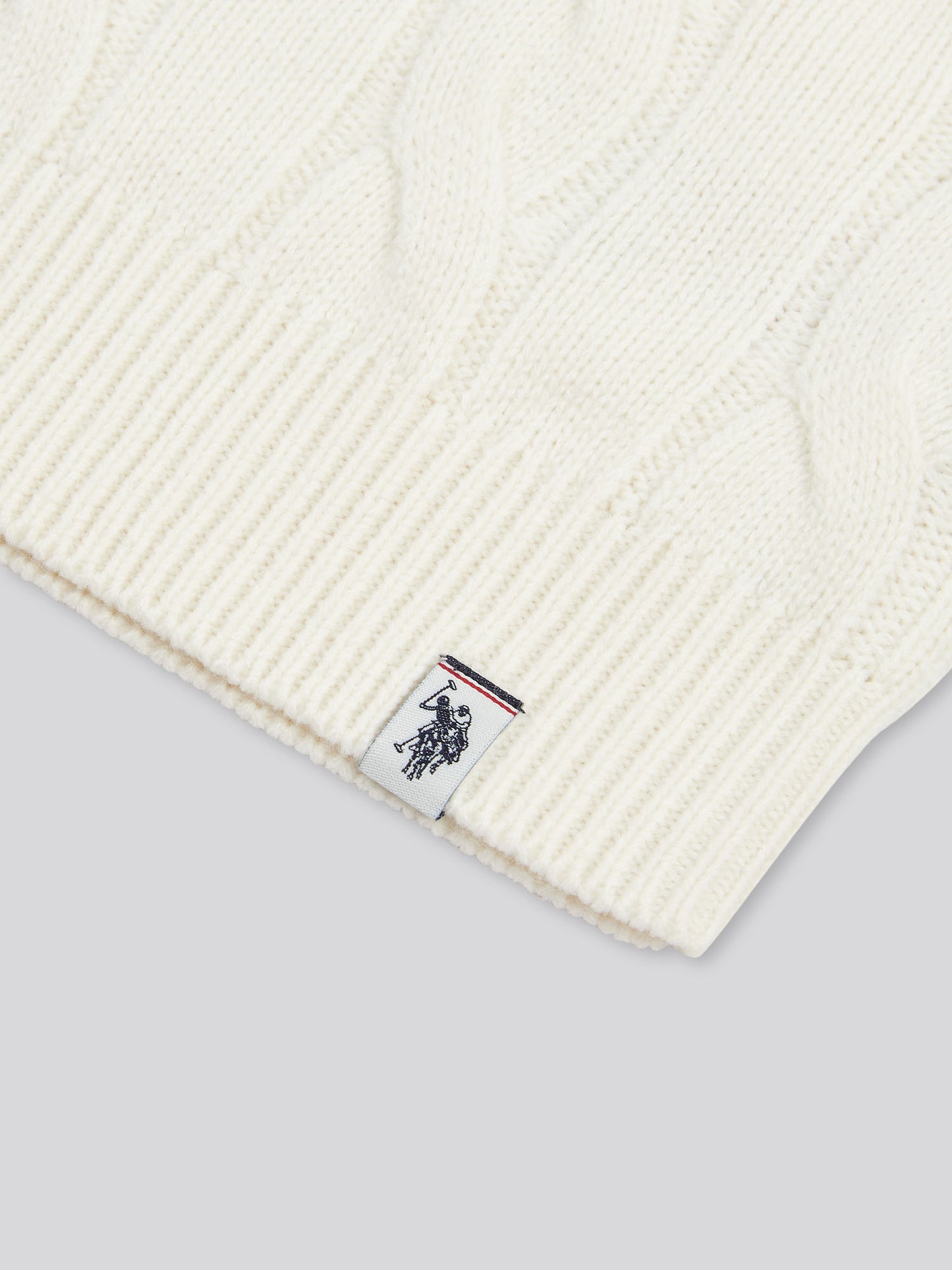 Boys Cable Knit Funnel Whisper White