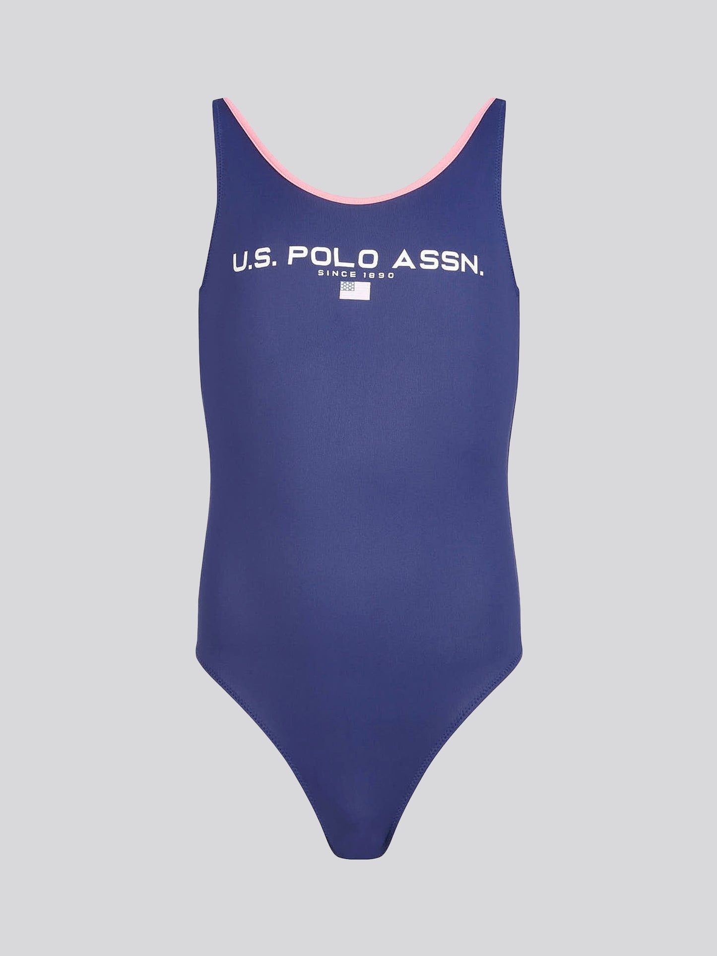 Girls Sport Logo Swimsuit in Medieval Blue