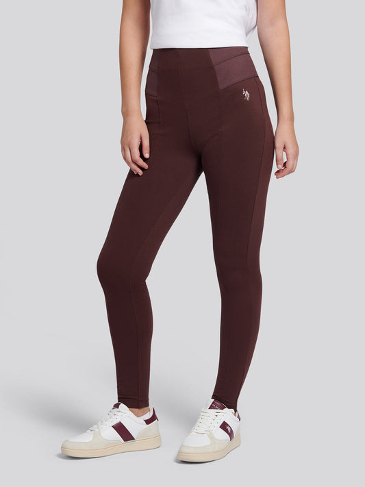 Womens Elastic Waistband Legging in Puce