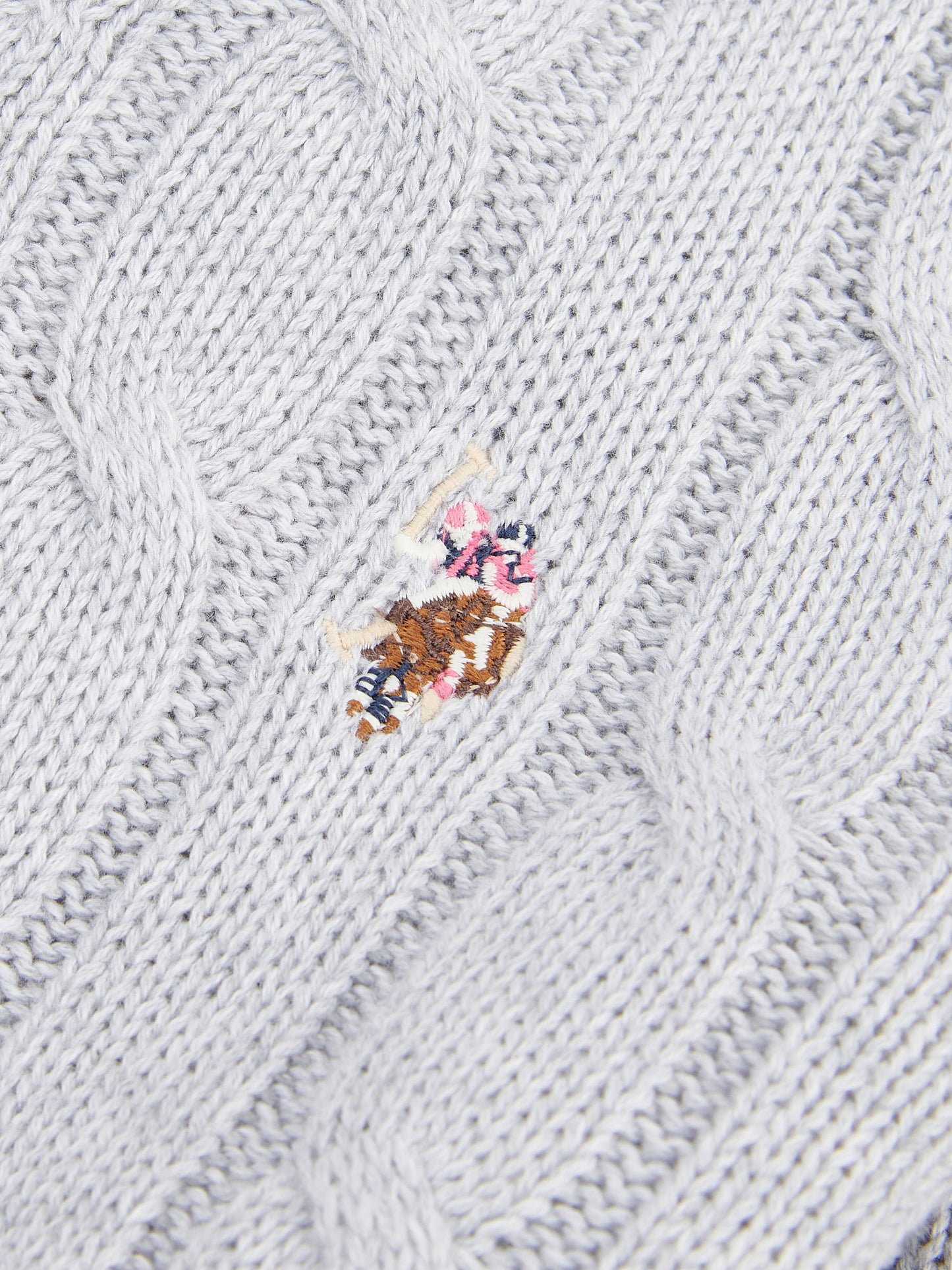 Women V-Neck Selk Cable w Pearl Grey Marg
