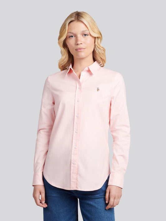 Women Classic Fit Shirt Poplin w Crystal Rose