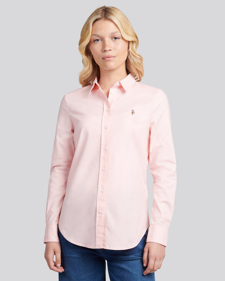 Women Classic Fit Shirt Poplin w Crystal Rose