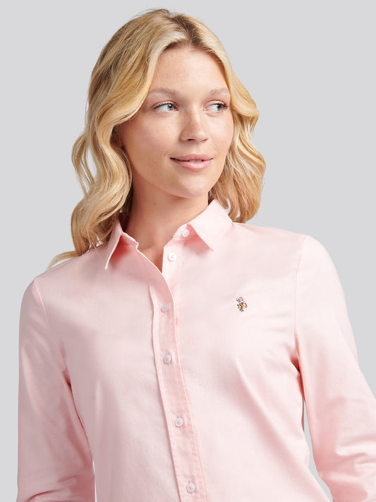 Women Classic Fit Shirt Poplin w Crystal Rose