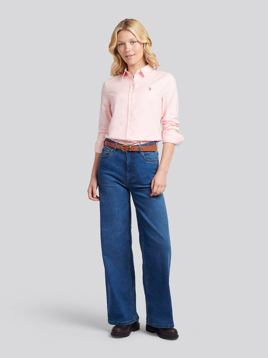 Women Classic Fit Shirt Poplin w Crystal Rose