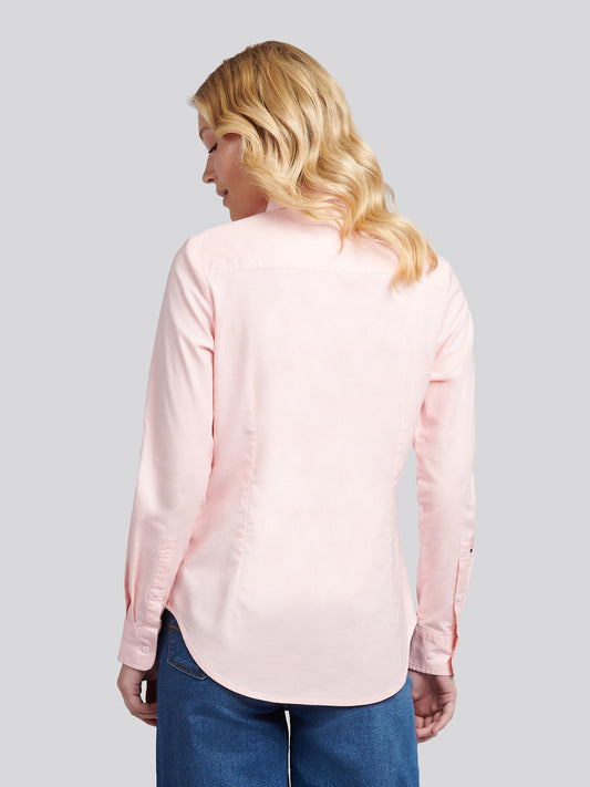 Women Classic Fit Shirt Poplin w Crystal Rose