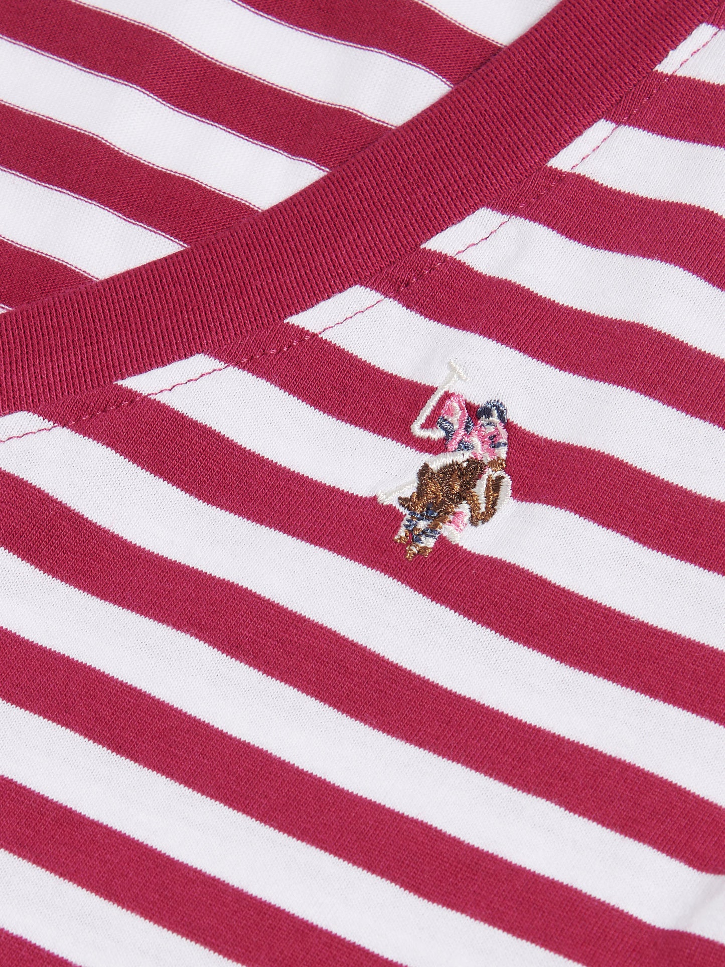 Womens Stripe V-Neck Neck T-Shirt Beaujolais