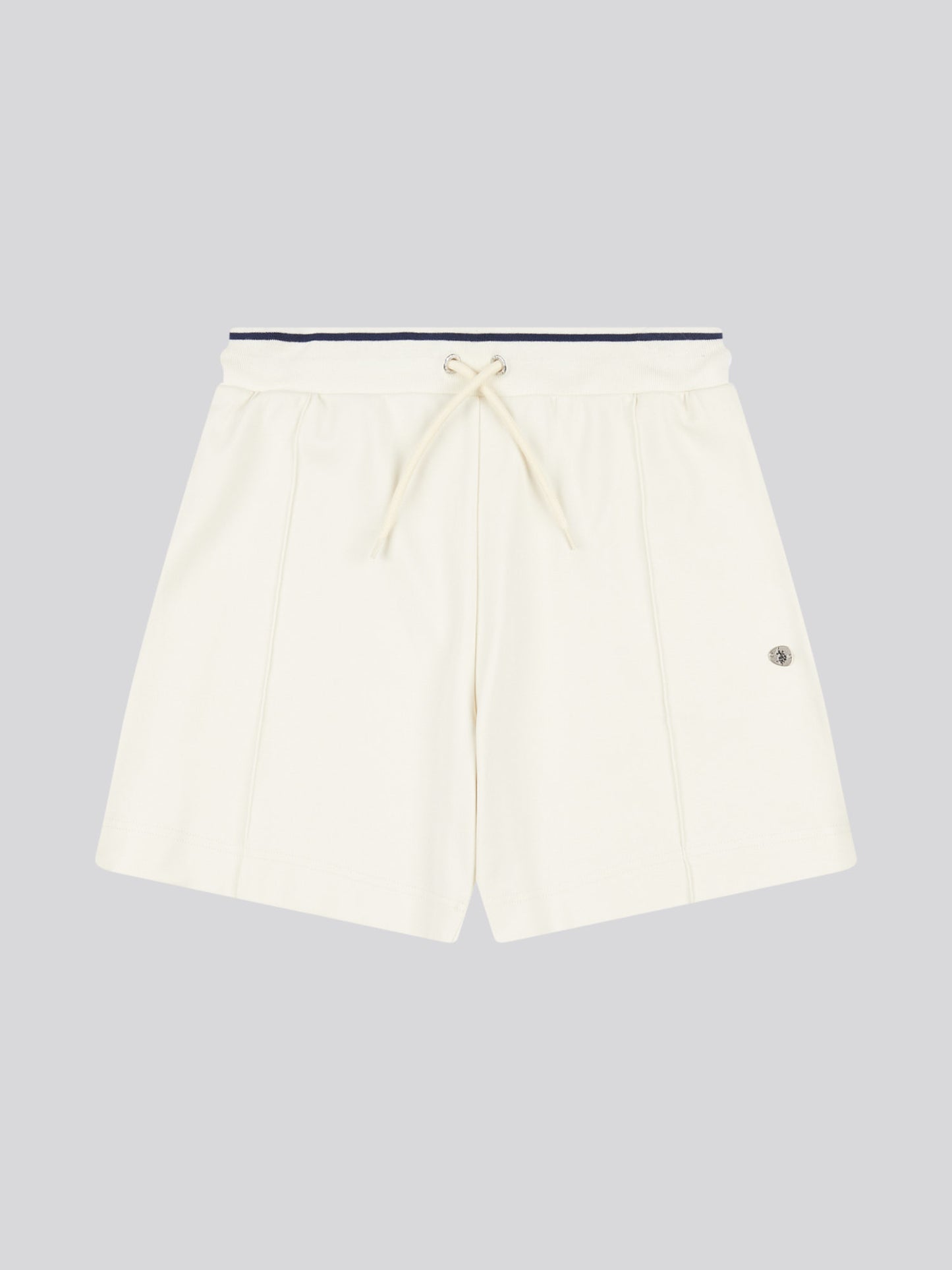 Womens Pintuck Tipped Sweat Shorts in Marshmallow