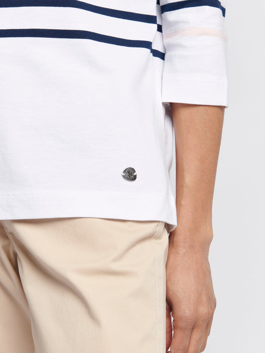 Damskie paski 3/4 rękawu T-shirt w granatowej tęczówce