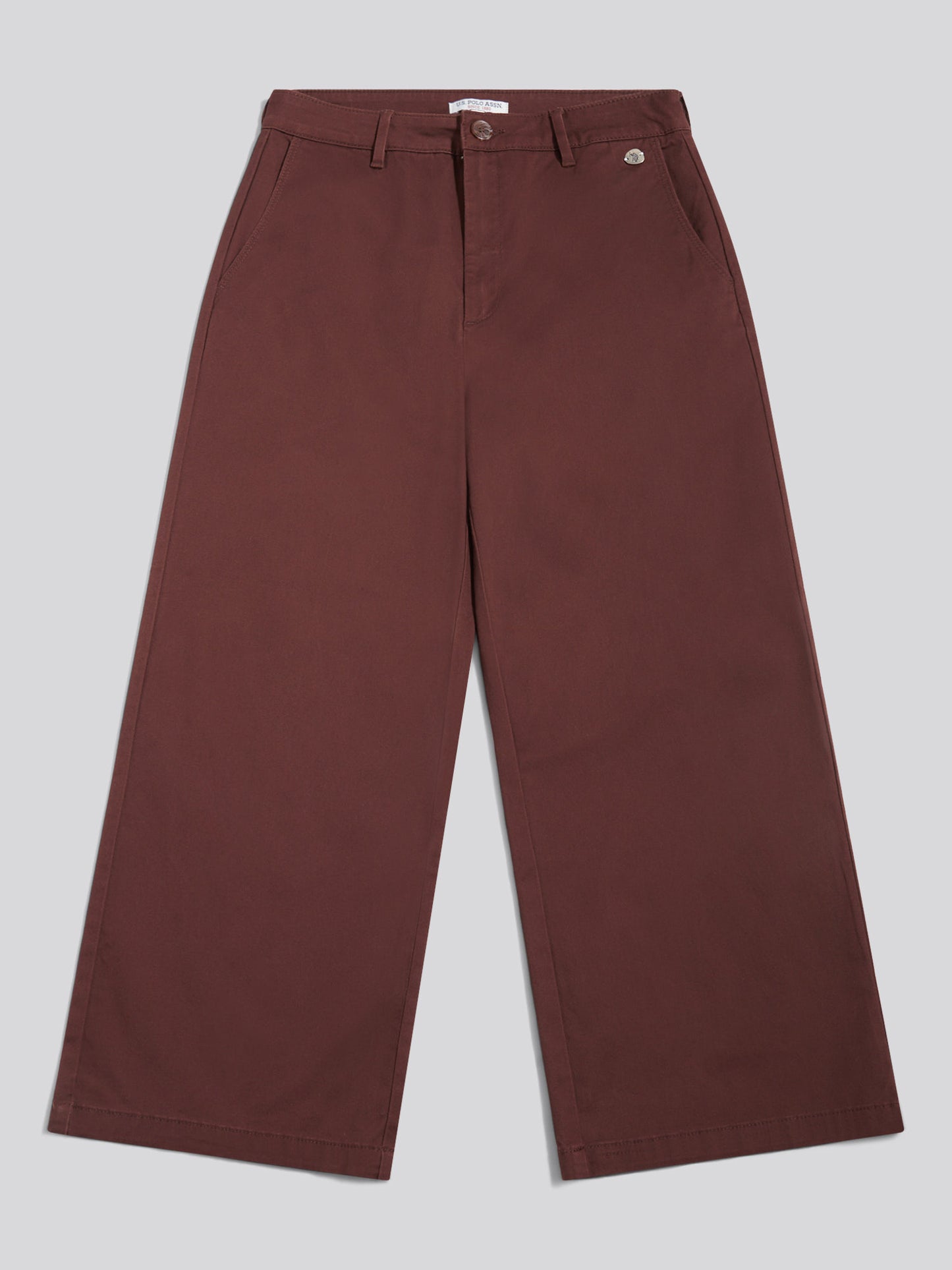 Womens Ankle Wide Leg Chino Trouser in Puce