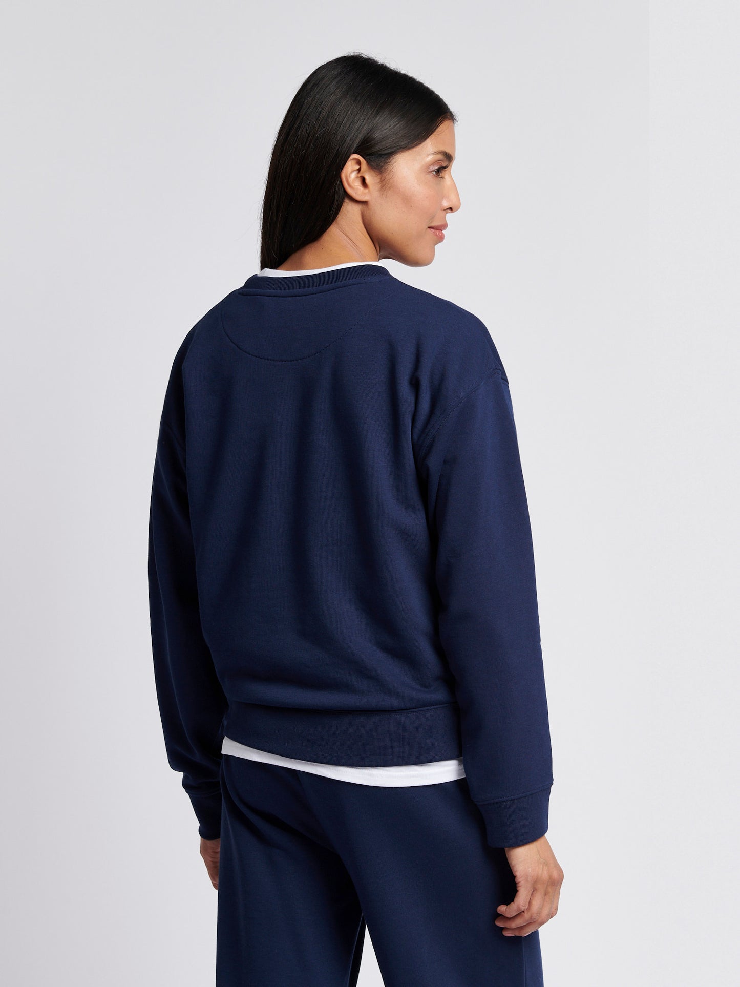 Bluza załogi podwójnej jeźdźcy w damskiej jeździecce w granatowej tęczówki