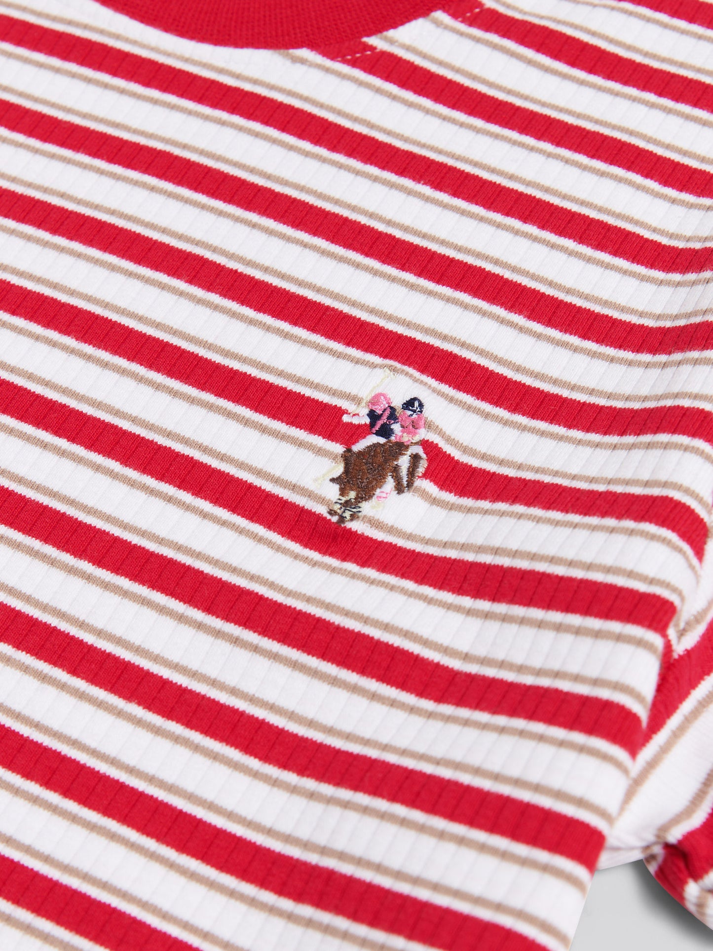 SS Stripe Rib Tee Jalapeno Red